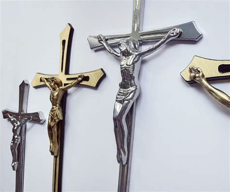 Large Wall Crucifix Of Solid Brass 3d Wall Art Cross Catholic Etsy