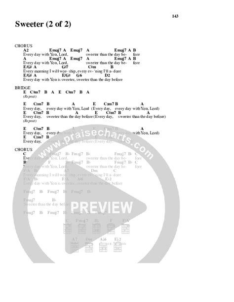 Sweeter Chords PDF Travis Cottrell PraiseCharts