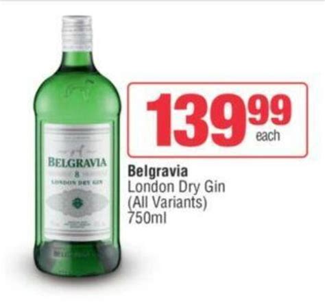 Belgravia London Dry Gin All Variants 750ml Offer At Spar Tops