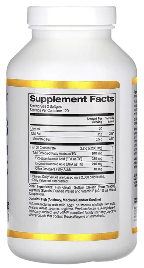 Buy California Gold Nutrition Omega 3 Premium Fish Oil 240 Fish