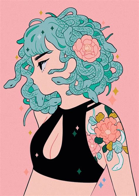 Meyoco Medusa Print Kawaii Art Medusa Art Cute Art