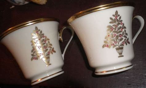 2 LENOX Eternal Christmas china pattern footed cup Gold tree trim cup # ...