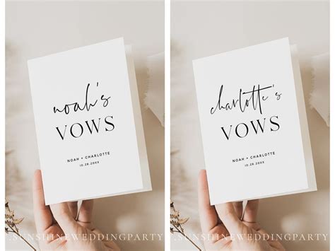 Wedding Vow Booklet Template Modern Minimalist His And Her Vows