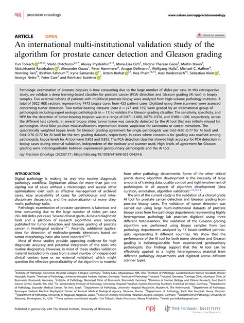 Pdf An International Multi Institutional Validation Study Of The