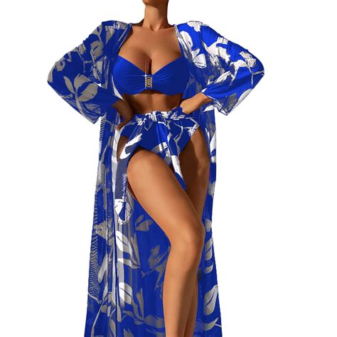 Gzea Plus Size Swimsuit 2024 Sexy 3 Piece Bikini Set Cover Up Swimsuit