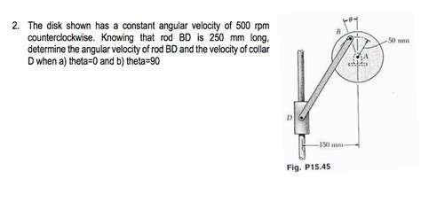 Solved 2 The Disk Shown Has A Constant Angular Velocity Of Chegg