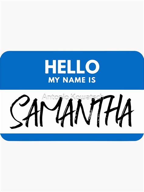 Samantha Name Blue Nametag Samantha Name Label Sticker For Sale By