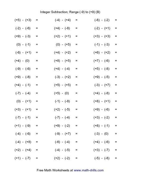 Add Subtract Integers Worksheet Integers Worksheet Subtracti