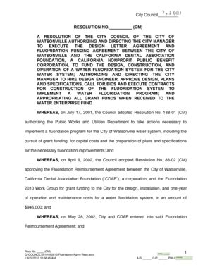 Fillable Online Cityofwatsonville Cm A Resolution Of The City Council