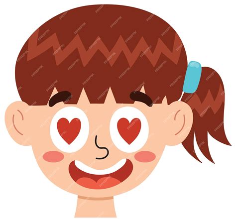 Premium Vector Loving Girl Face Little Kid In Love With Hearts In