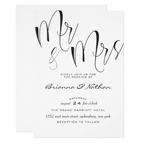 Mr & Mrs Wedding Invitation | Zazzle.com