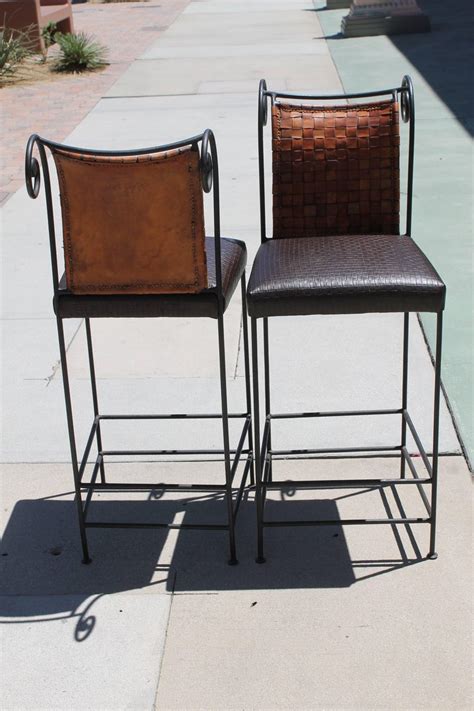 Pair of Leather Bar Stools at 1stDibs