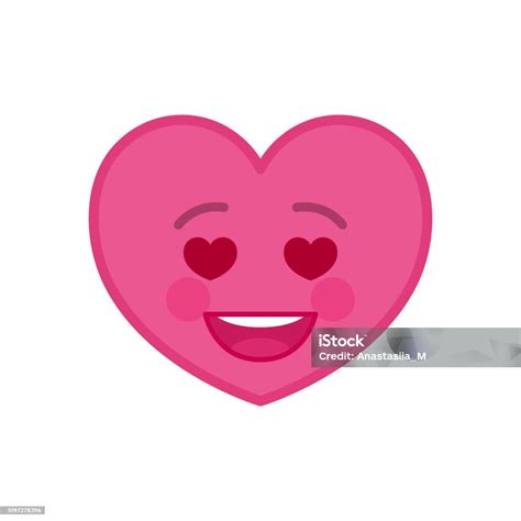 Vetores De Caindo No Amor Coração Em Forma De Ícone Emoticon Engraçado E Mais Imagens De Alegria