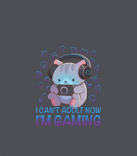 Cute Gaming Cat Art for Gamers Kawaii Video Game Digital Art by Natani Murphy