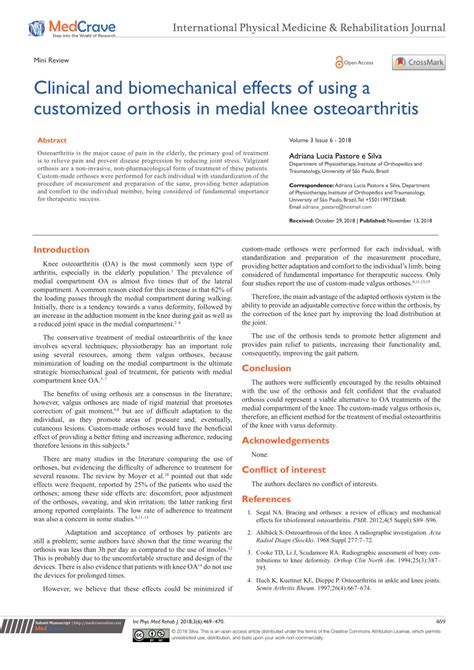 PDF Clinical And Biomechanical Effects Of Using A Customized Orthosis