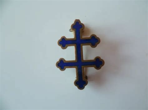 ANCIENNE BROCHE ÉMAILLÉE Croix de Lorraine voir description EUR 1 00