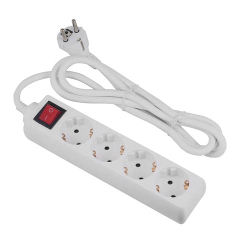 Portable 16a 250v Eu Plug Socket For Home Office Multifunctional 4 Outlets Mains Lead Strip