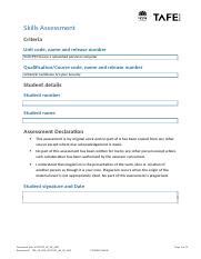 Vu Ae Sk Of Docx Skills Assessment Criteria Unit Code Name And