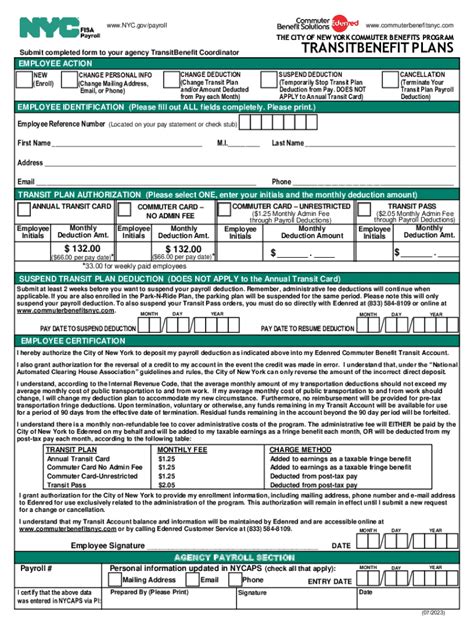 Fillable Online Commuter Benefits Participation Form Fax Email Print