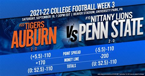 2021 22 College Football Week 3 22 Auburn Vs 10 Penn State