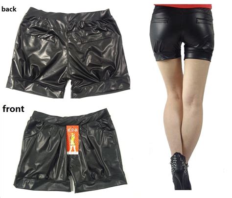 Sexy Womens Ladies Black Faux Leather Shorts Pu Leather Hot Pants Clubwear S M Ebay