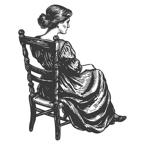 Premium Vector A Woman Sitting On A Chair Facing Away From The Viewer