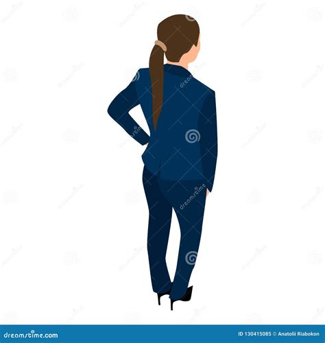 Back Of Business Woman Icon Isometric Style Stock Vector