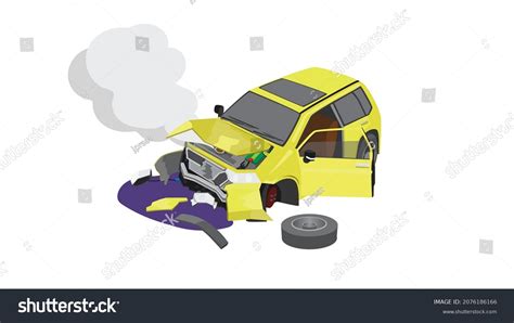 Cartoon Accident Picture Yellow Passenger Car Stock Vector (Royalty ...