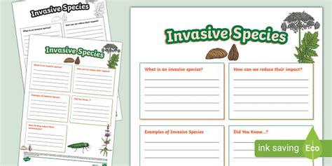 Invasive Species Fact File Template Teacher Made Worksheets Library