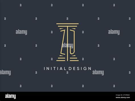 Zj Initial Monogram With Pillar Shape Logo Design Inspiration Stock