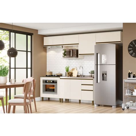 Cozinha Modulada Cm Ap Portas Gavetas Connect Henn Off White