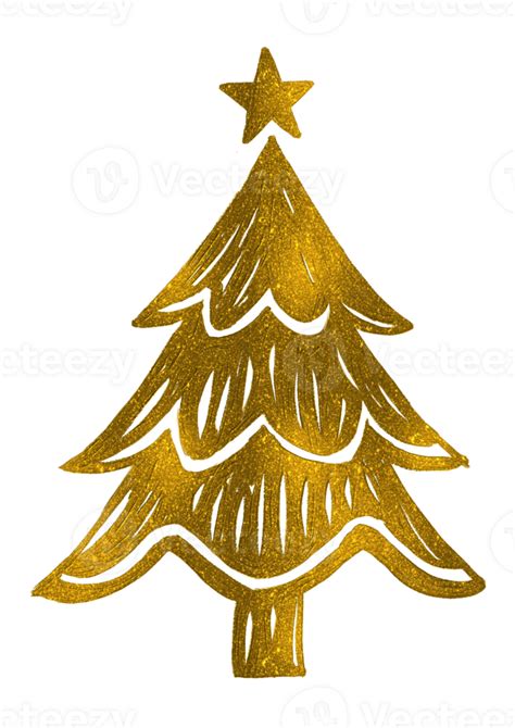 Gold Glitter Particles Christmas Tree With Star 35456386 PNG