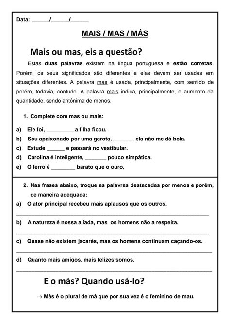 Mas E Mais Exercícios - Atividades De Mas E Mais - NAZAEDU