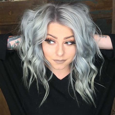 24 Dyed Hairstyles You Need To Try Silver Hair Color Metallic Hair Grey Hair Color