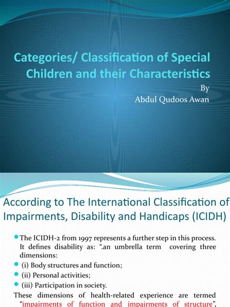 Categories And Classification Of Special Children Final Pdf