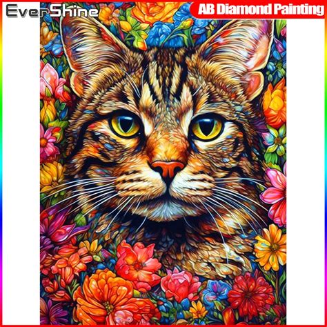 Evershine Vollquadrat Diamant Malerei Katze Diamant Mosaik Tier AB