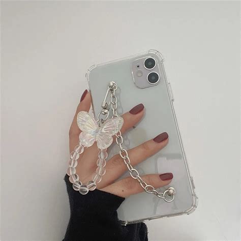 Butterfly Chain Clear Hard Case For Iphone Mini Iphone Etsy