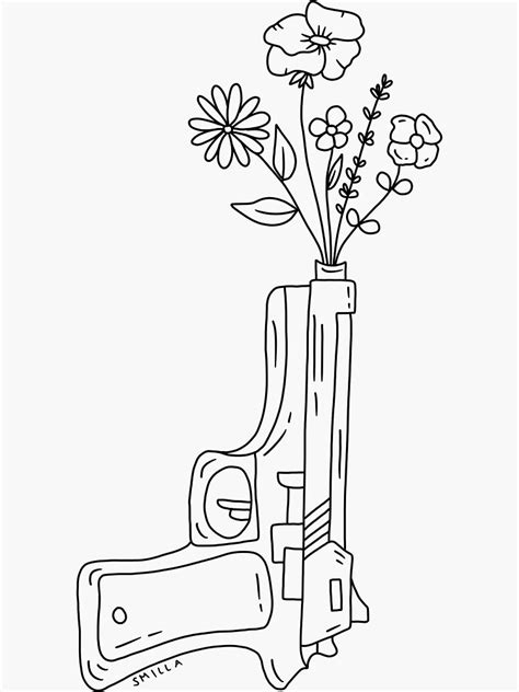 Flower Gun Sticker For Sale By Artbysmilla Redbubble