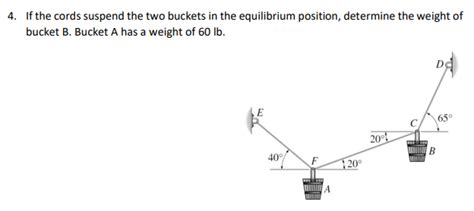 Solved 4 If The Cords Suspend The Two Buckets In The Chegg