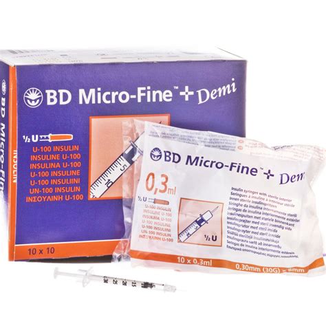 BD Micro Fine Demi Insulin Syringes 0 3ml 30g X 8mm B3324826 Pack Of