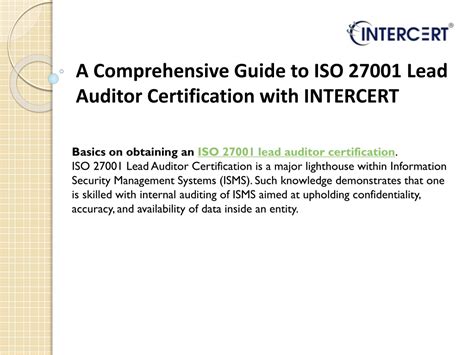 Ppt A Comprehensive Guide To Iso 27001 Lead Auditor Certification