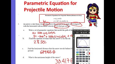 Parametric Equation For Projectile Motion Youtube