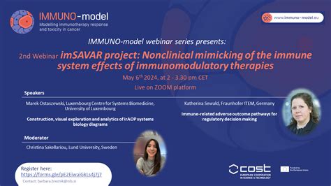 IMMUNO Model Webinar Series Presents 2nd Webinar ImSAVAR Project