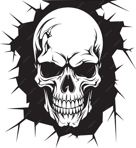 Premium Vector Surreptitious Specter Black Skull In Wall Crack Logo