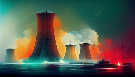 Nuclear Plant Illustration Energy Night Photo Background And Picture