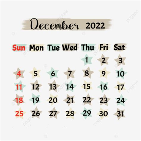 Calendario De Diciembre De Decorado Con Color Pastel Png