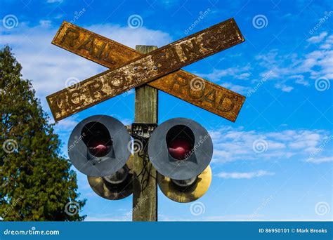 Vintage Railroad Crossing Sign Stock Image Image Of Railway Dramatic