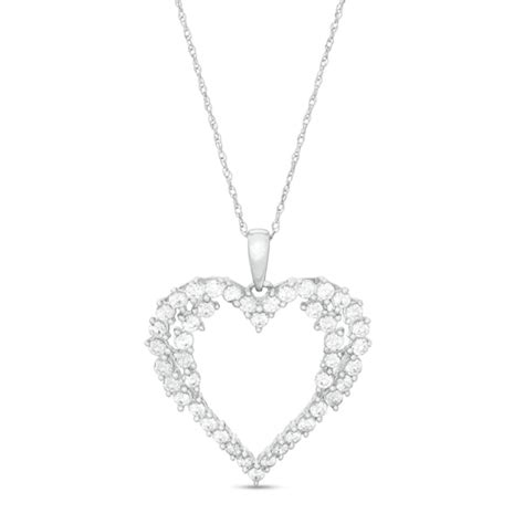 1 Ct T W Diamond Heart Pendant In 10k White Gold Zales Outlet