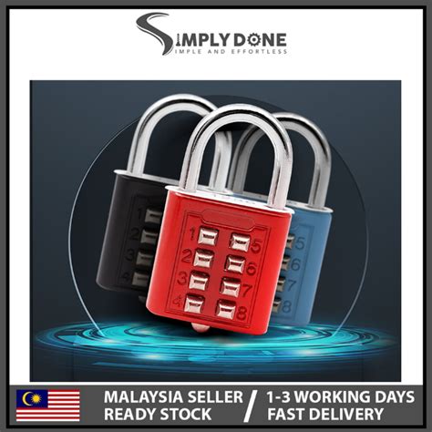 Simplydone Silver 8 Digit Push Button Password Lock Chrome Plated Anti