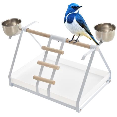 Pawhut Portable Bird Playstand Training Playground With Perch Ladder